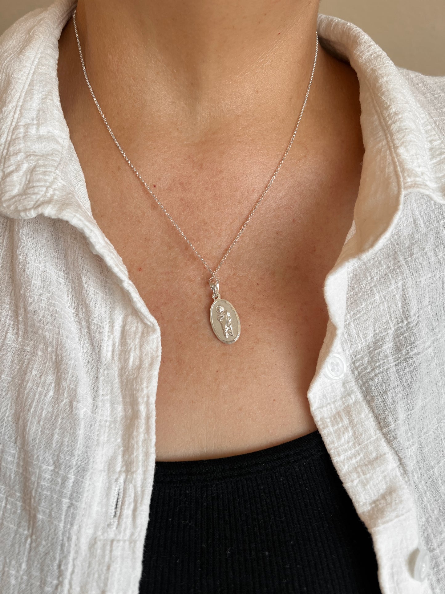 Oval Guadalupe charm necklace