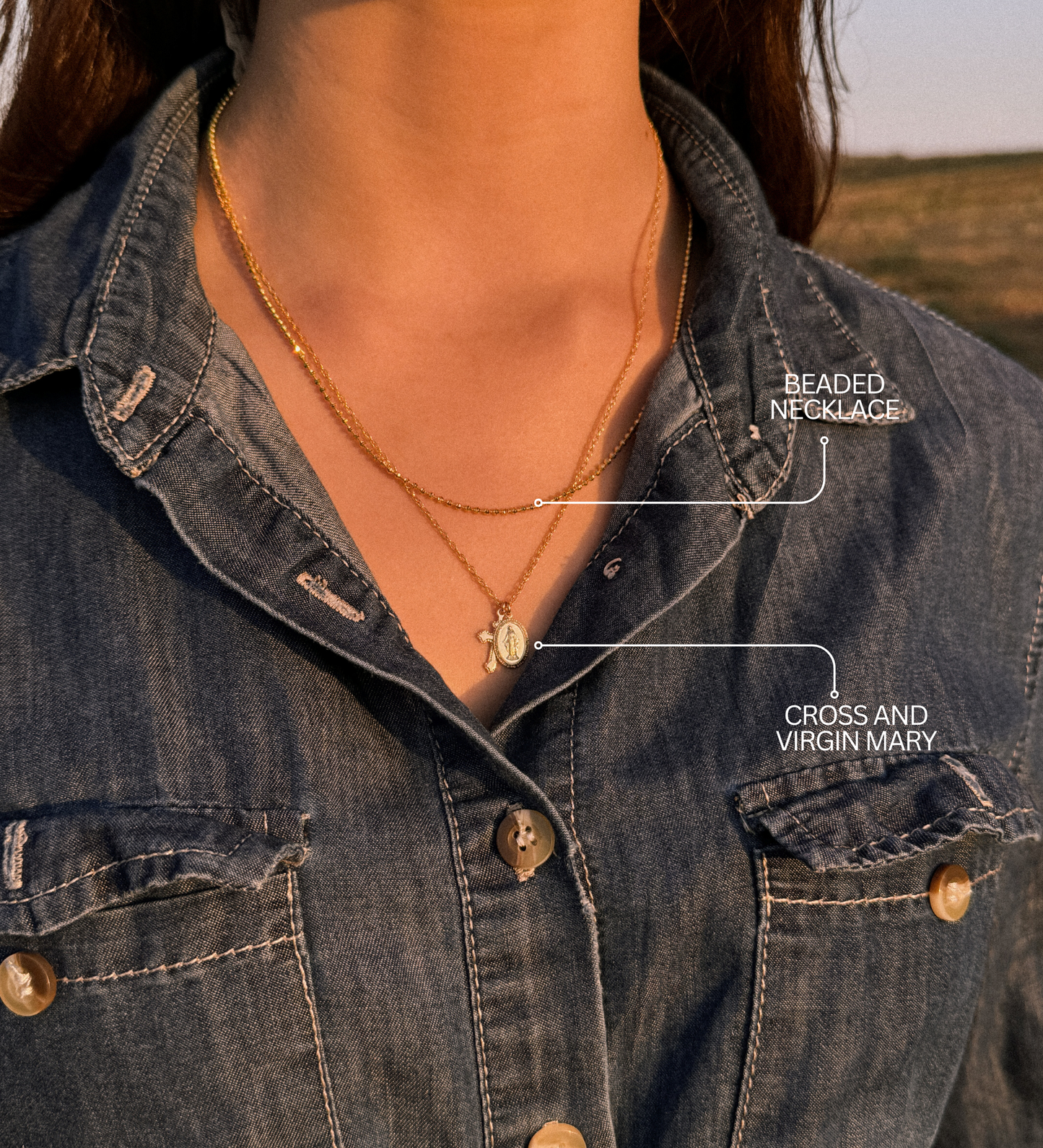 Dainty cross and virgin mary