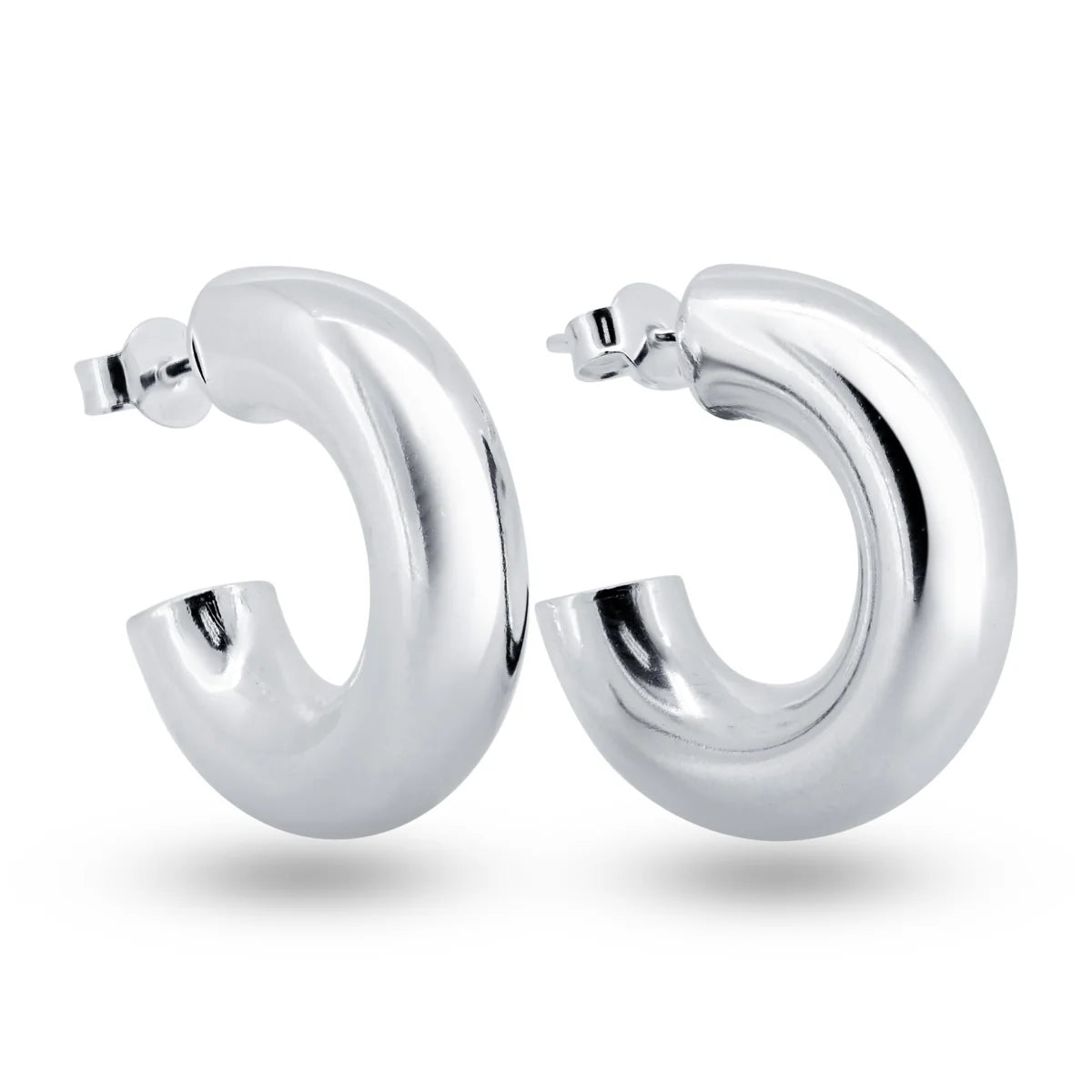 Thick silver hoops