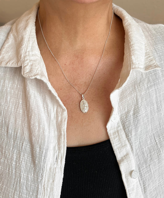 Oval Guadalupe charm necklace