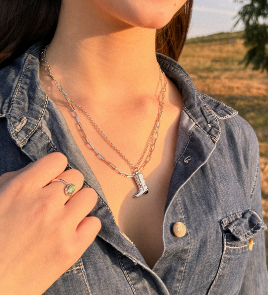 Cowgirl boot necklace