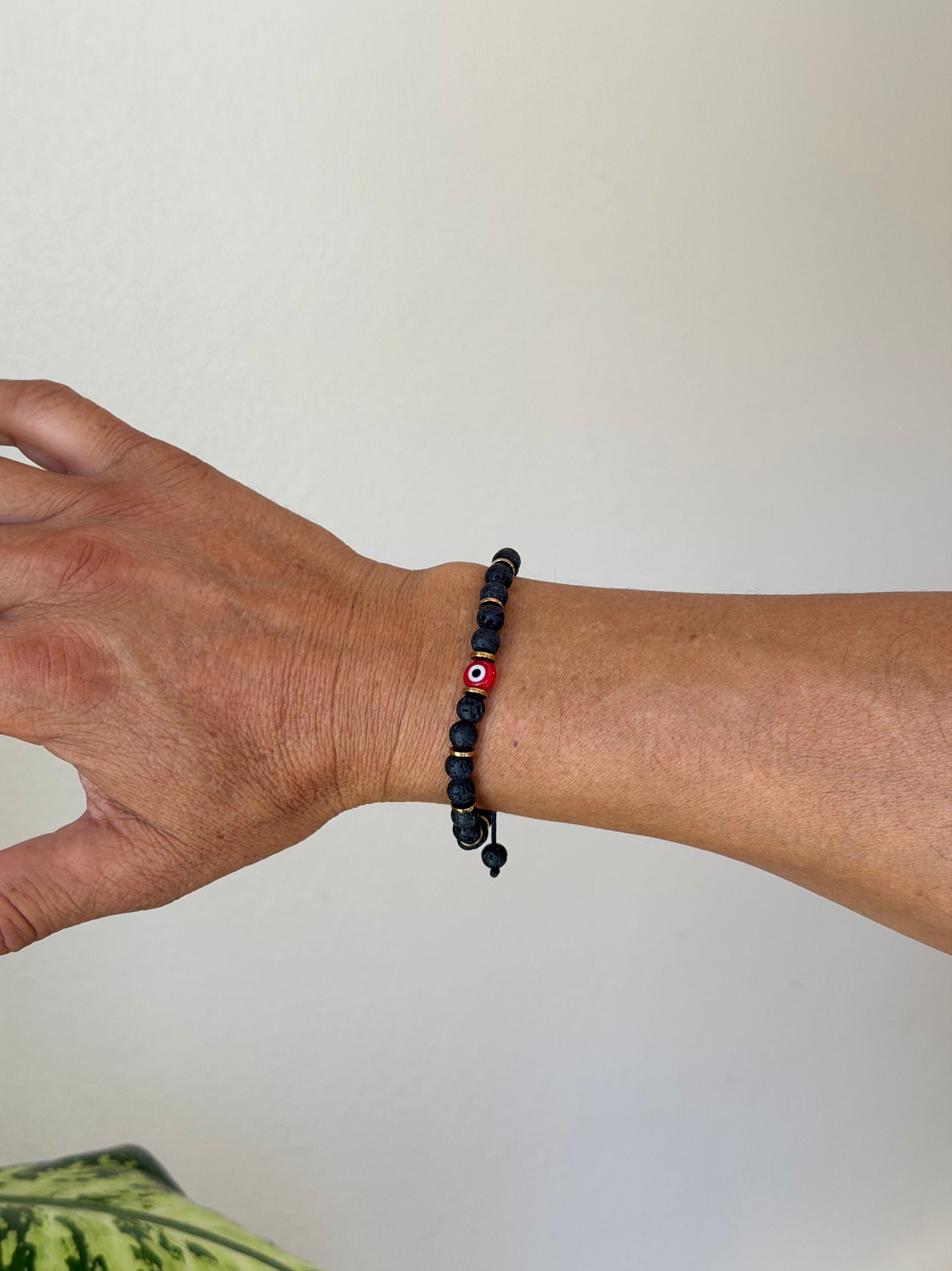 Red Evil Eye Lava Stone Bracelet
